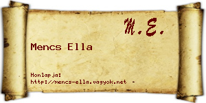 Mencs Ella névjegykártya